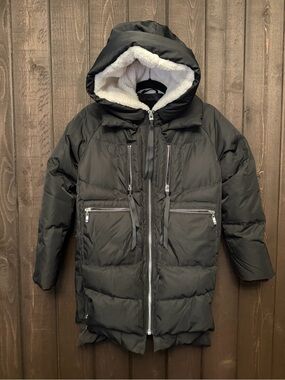 NWT OROLAY Thickened Women’s Down Winter Coat Quilted Puffer Sz 2XS Black Hooded